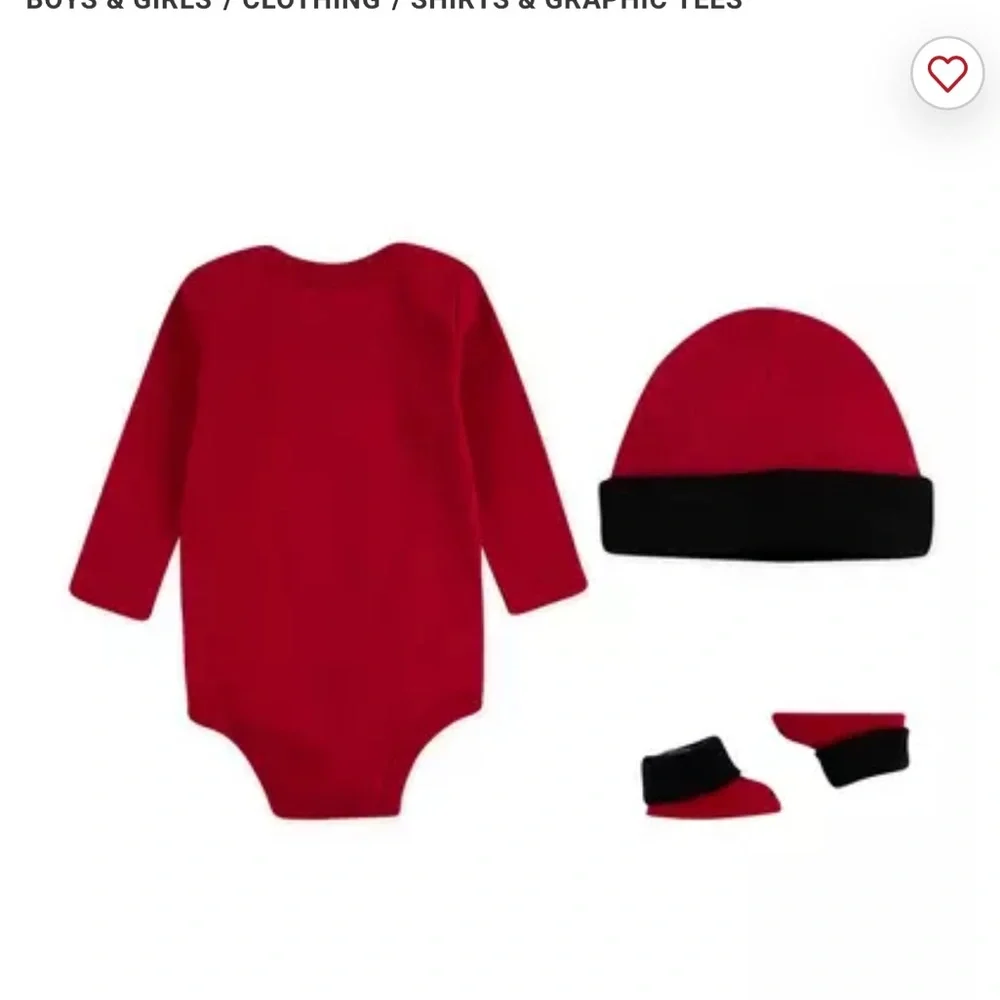 Jordan Red and Black Kids Bodysuit 3 Piece Set